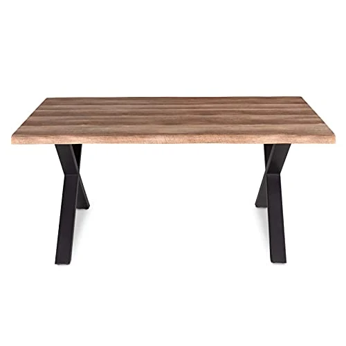 IDMarket - Table à Manger Rectangle Dakota 6 Personnes Pieds Forme en X Design Industriel 160 cm