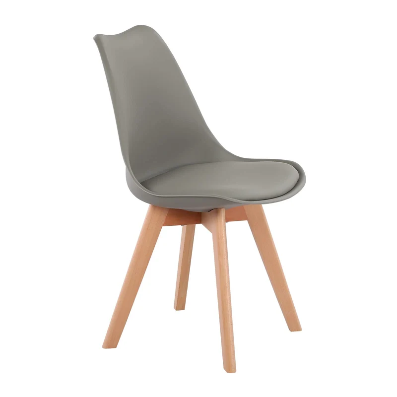 H.J WeDoo Lot de 2 chaises scandinaves, pied en bois de hêtre et assise rembourrée, style nordique - gris