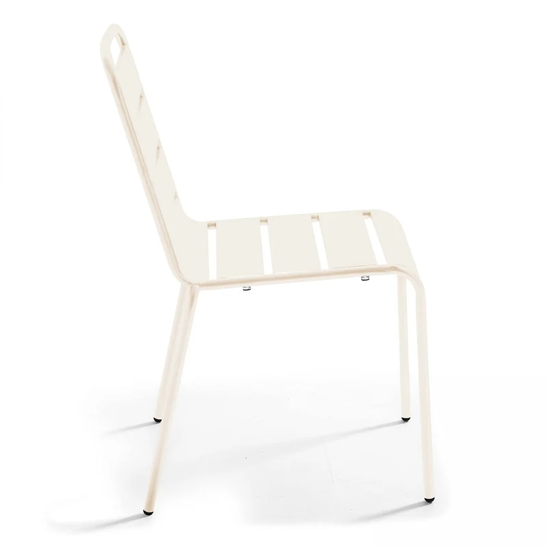 Oviala Palavas - Chaise de Jardin en métal Ivoire