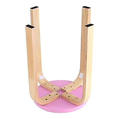 Dioche Tabouret rond empilable, chaise empilable en bois, tabouret de salle de bain et cuisine, tabourets de bar pour salon, chambre à coucher, en bois courbé 40 x 30 x 45,5 cm (Rose)