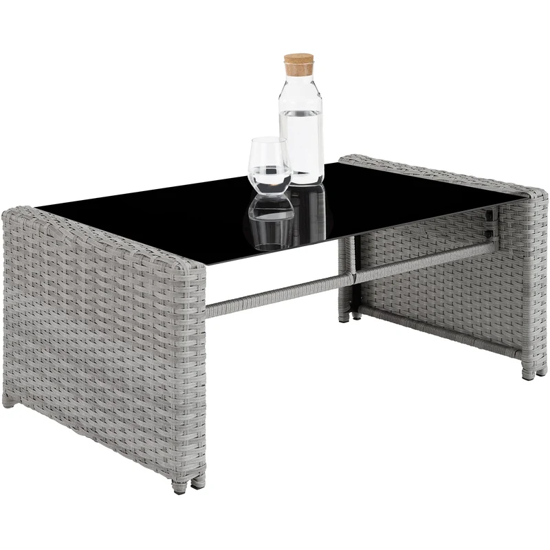 TecTake® Salon de Jardin Exterieur en Résine ressée 4 Places Table de Jardin, 1 Canapé de Jardin, 2 Fauteuil Jardin, Coussins Inclus, Mobilier de Jardin pour Amenagement Balcon - Gris Clair