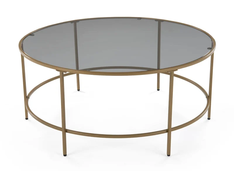 DecoInParis Table Basse en Verre Noir et métal THESSA