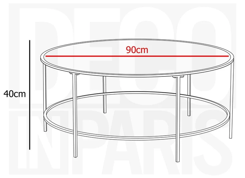 DecoInParis Table Basse en Verre Noir et métal THESSA
