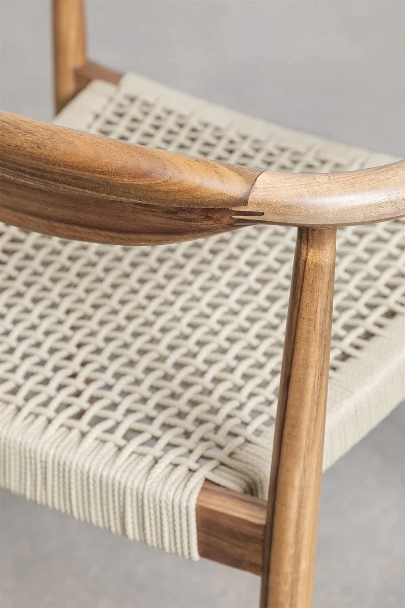 SKLUM Chaise de Jardin en Bois d'acacia et Corde tressée Mallory Beige Crème