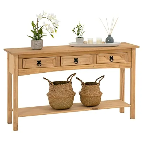 IDIMEX Console Meuble Salsa Table d'appoint en Bois, Meuble de Rangement Entrée ou Salon, avec 3 tiroirs, en pin Massif