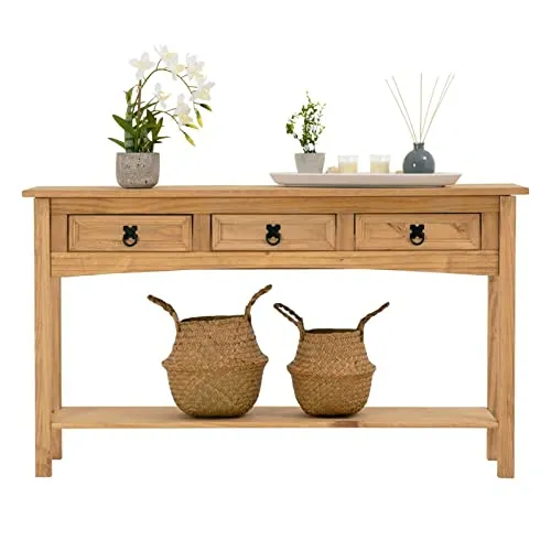 IDIMEX Console Meuble Salsa Table d'appoint en Bois, Meuble de Rangement Entrée ou Salon, avec 3 tiroirs, en pin Massif