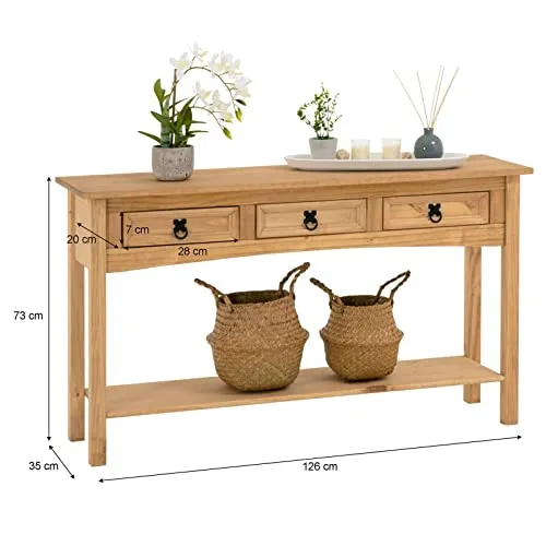IDIMEX Console Meuble Salsa Table d'appoint en Bois, Meuble de Rangement Entrée ou Salon, avec 3 tiroirs, en pin Massif