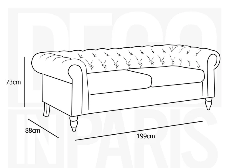 DecoInParis Canapé Chesterfield 3 Places en Velours Winston (Vert)