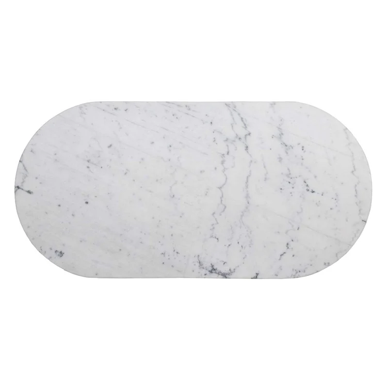 Lolahome Table de Salle à Manger Ovale en marbre et métal Vintage Noir/Blanc 120 x 60 x 71 cm