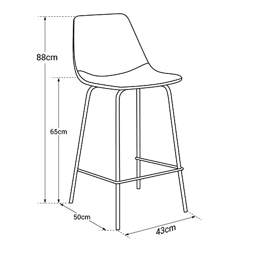 Happy Garden Lot de 2 tabourets de Bar Vintage Lucien Cognac - Hauteur d'assise 65cm, tabourets de Bar Style Retro avec Dossier et Repose-Pieds, Structure métallique