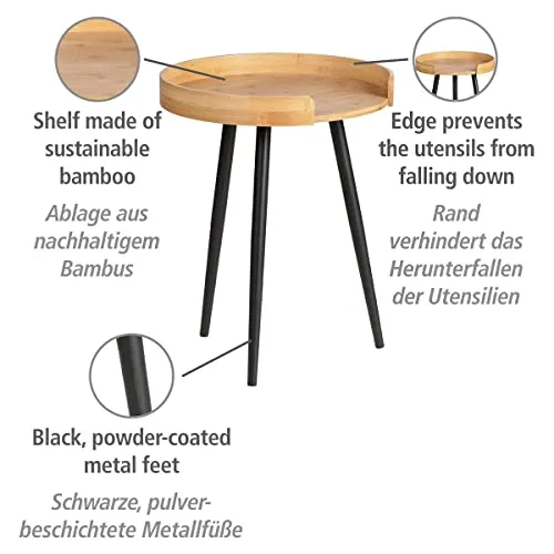 WENKO Petite Table Basse Ronde, Table d'appoint Bout de canapé Bois, Table d'appoint pour Le Salon, Meuble de Salon Tendance Pied métal Noir, Bois Bambou, Ø 40 x 50 cm