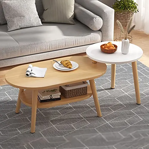 IMYOGI Table Basse de Salon exquise, Table d'appoint pour canapé Double, Petite Table multifonctionnelle/Table de Loisirs (Couleur : C, Taille : 80+40 cm)