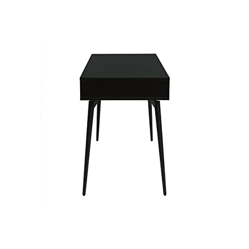 Miliboo Bureau avec rangements 2 tiroirs Design Noir Mat et Bois foncé Noyer L120 cmTRIPOLI