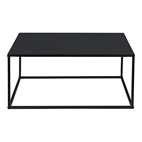 Table Basse Carrée Stylée pour Salon en Métal Surface Anti-Éraillures 38 x 85 x 85 cm Noir Mat