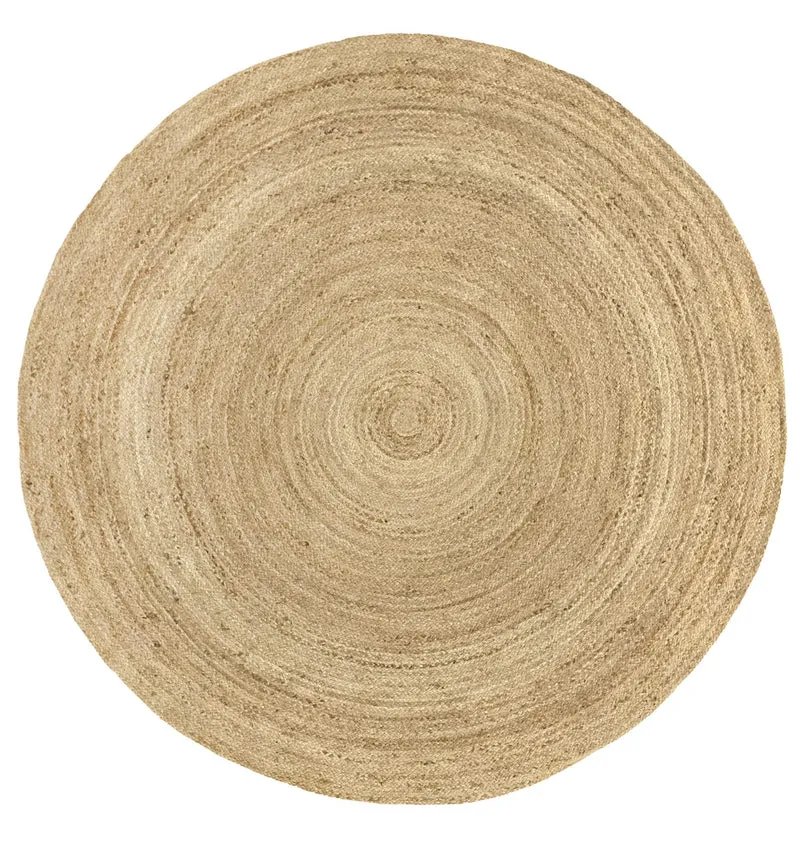 HAMID - Tapis Jute Naturel, Jute Alhambra Rond, Tressé à la Main, Tapis 100% Fibre de Jute pour Salon, Chambre, Décoration, (200x200cm)