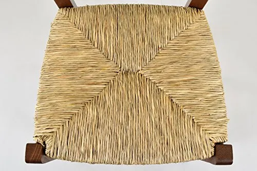 t m c s Tommychairs - Set 4 chaises Savoie pour Cuisine, Bar et Salle à Manger, Robuste Structure en Bois de hêtre peindré en Couleur Noyer et Assise en Paille