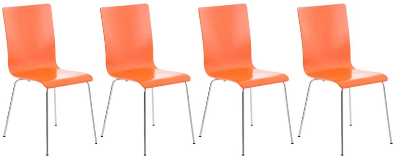 CLP Lot De 4 Chaises Pepe avec Assise en Bois I Chaises De Salle D'Attente avec Pieds en Métal, Couleur:Orange