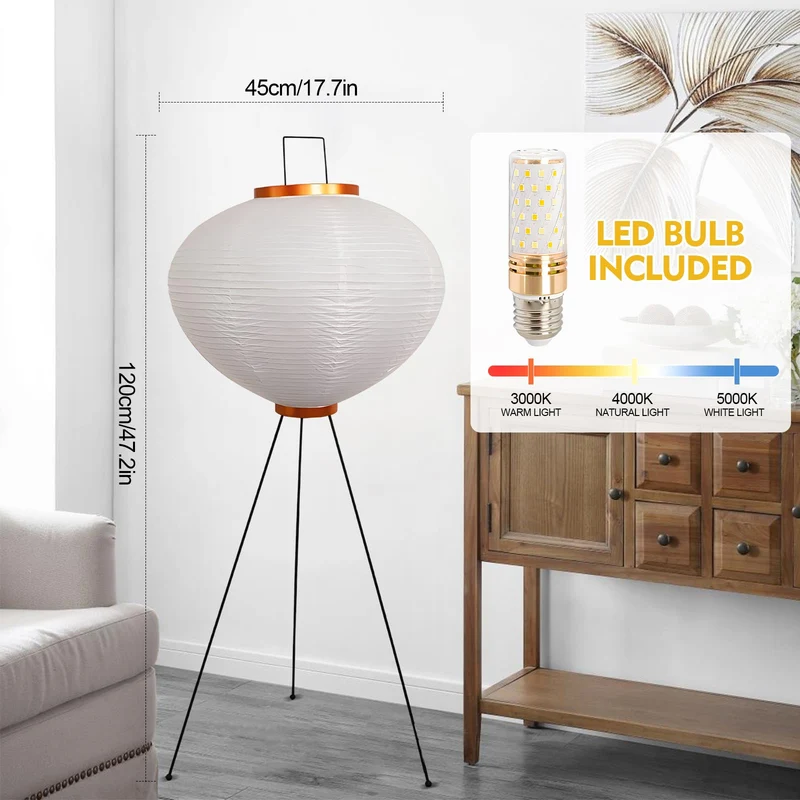 YQGOO Lampadaire en Papier pour Salon, lampadaire Lanterne Japonaise Blanche avec Interrupteur au Pied,lampadaire en Papier de Riz Fait Main à intensité Variable,Lampe sur Pied de Chambre à Coucher