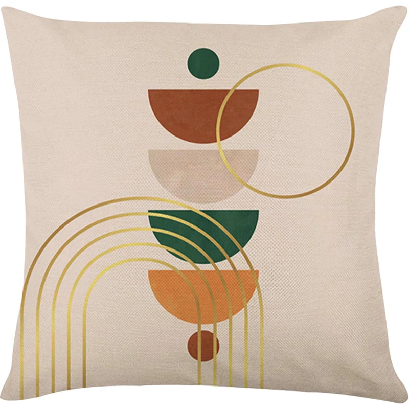 ARNTY Housse de Coussin, Housse Coussin 45x45 Lot de 4 Housses de Coussin Taie d'oreiller Décoratif Canapé pour Chambre, Canapé, Chaise, Lit,Jardin (Géométrie-Lin)