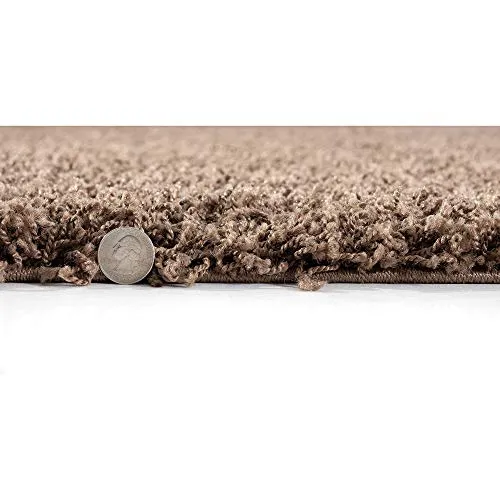 SANAT Tapis de salon, à poils longs, marron foncé, 160 x 230 cm