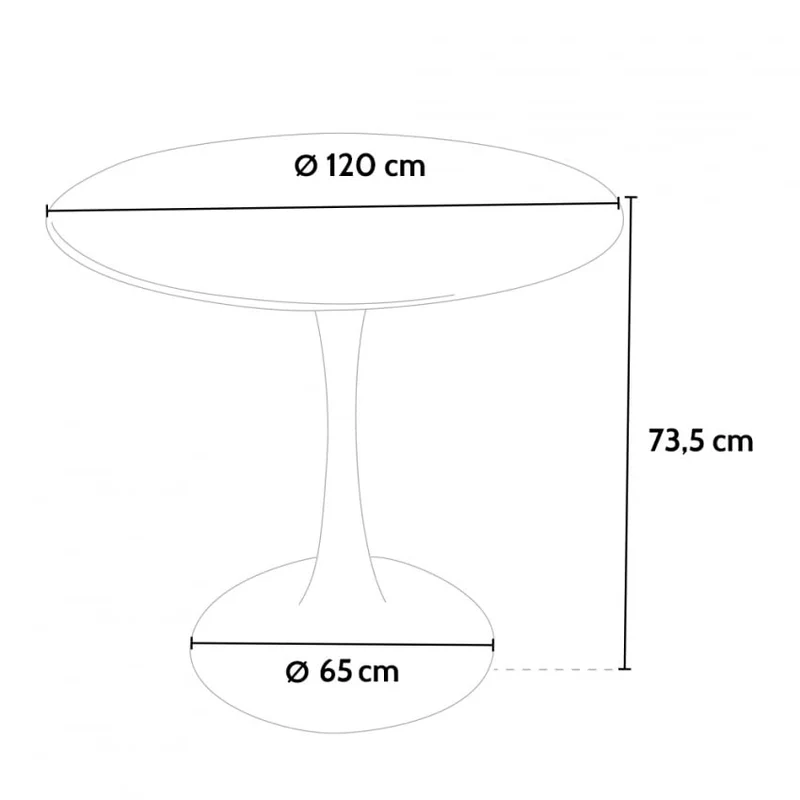 Produce Shop Table ronde 120 cm effet marbre restaurant salle à manger Tulip Murmar 120 - Noir