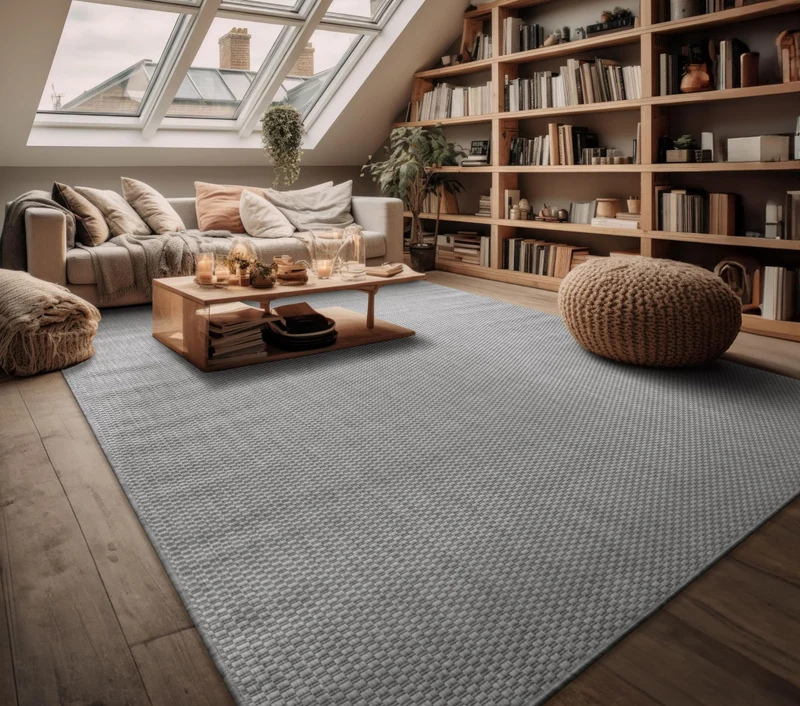 Tapis Intérieur Et Extérieur Balcon Terrasse Tapis Cuisine Monochrome Moucheté, Dimension:200x280 cm, Couleur:Gris