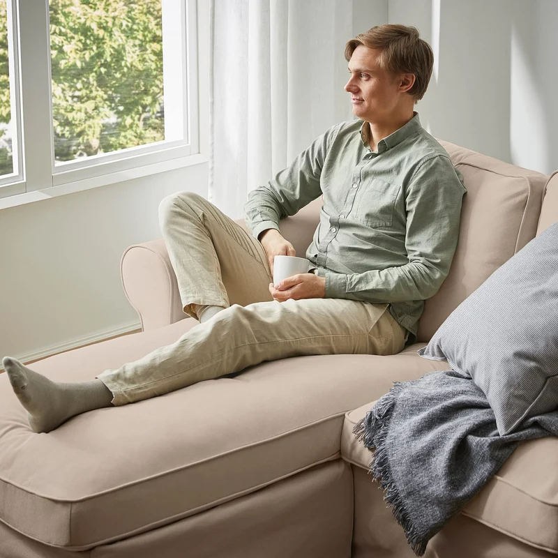 IKEA EKTORP Hallarp Canapé 3 places avec méridienne Beige