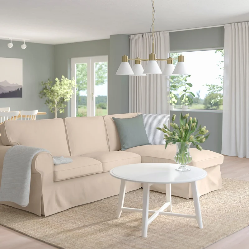 IKEA EKTORP Hallarp Canapé 3 places avec méridienne Beige