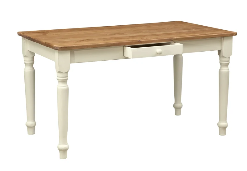 Biscottini bureau vintage bois 140 x 80 x 80 cm | Bureau en bois ou table de cuisine avec tiroir | Table a manger pour la cuisine | Table bois