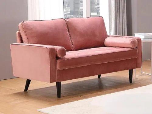 Vente-unique - Canapé 2 Places en Velours FLEUET - Vieux Rose - Velours