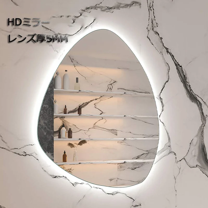 LKHG Miroir De Salle De Bain en Forme De Goutte Miroir De Maquillage Mural Miroir HD, Antidéflagrant, Épaisseur du Miroir 5 MM, Miroir en Verre pour Entrée/Salle De Bain/Boutique