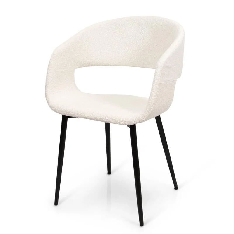 Milton & Oldbrook Bouclette Chaise de Salle à Manger Pula Blanc