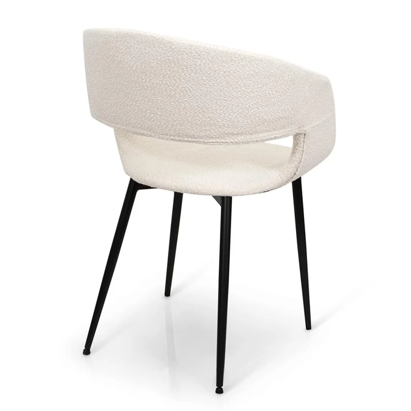 Milton & Oldbrook Bouclette Chaise de Salle à Manger Pula Blanc