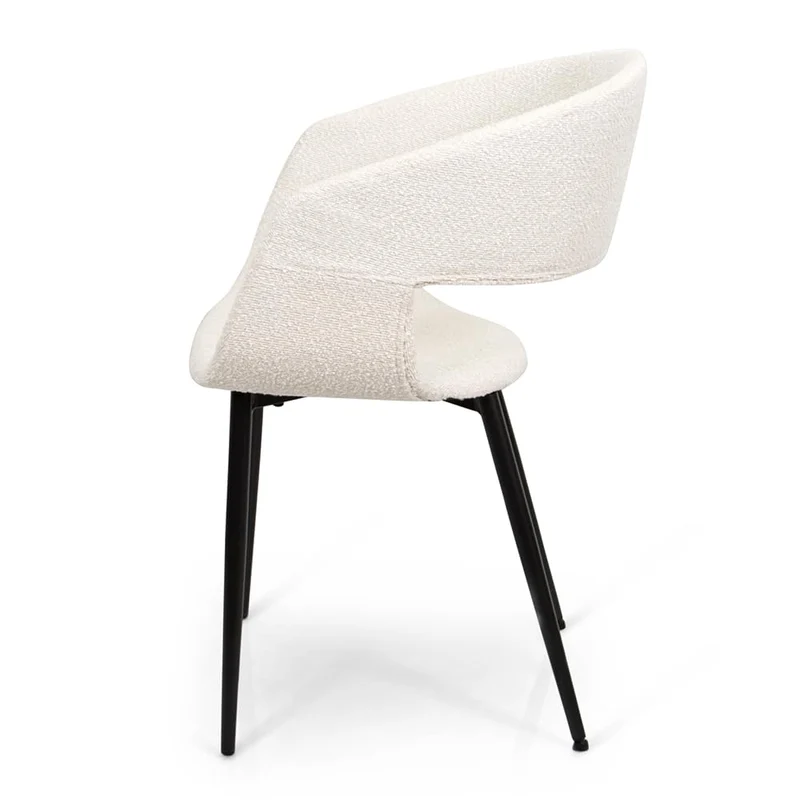 Milton & Oldbrook Bouclette Chaise de Salle à Manger Pula Blanc