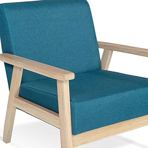 IDMarket - Fauteuil scandinave Anders en Tissu Bleu Canard