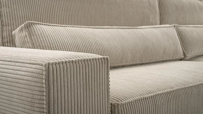 mb-moebel Grand canapé d'angle XXL en U panoramique lit Convertible avec Coffre 6/7 Places - en Tissu Velours côtelé - Salon & séjour – Denver U - Poso 04 (Marron)