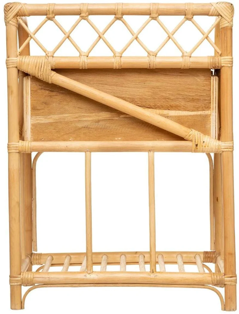 Lot De 2 Tables De Chevet en Rotin Et Bambou - 1 Tiroir - H 60 Cm
