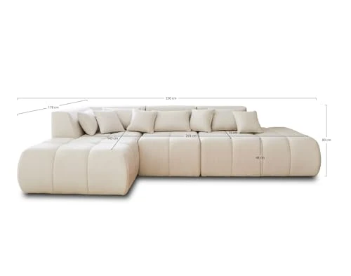 Lisa Design - Caracas - canapé modulable d'angle Gauche - 5 Places - en Tissu - Rouille