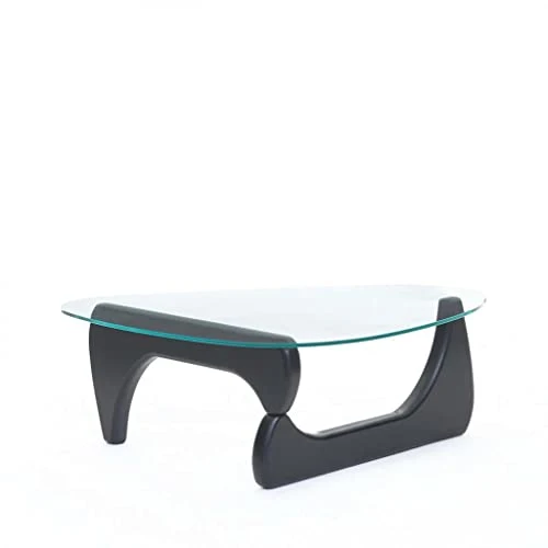 EVKA-Venux Table Basse Ronde 105 cm-75 cm-40 cm pour Salon, en Verre trempé, avec Pieds en Bois