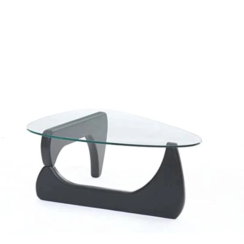 EVKA-Venux Table Basse Ronde 105 cm-75 cm-40 cm pour Salon, en Verre trempé, avec Pieds en Bois