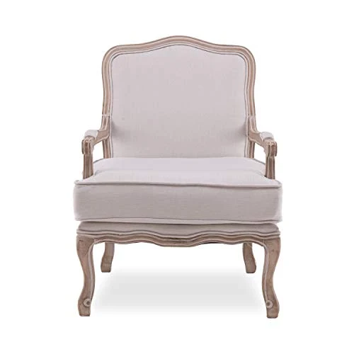 INTENSE DECO Fauteuil Gustave Style Louis XV Tissu Beige