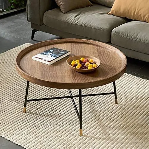 Table Basse Rustique, Tables De Chevet De Canapé, Tables De Chevet avec Pied Croisé pour Mobilier De Salon À La Maison, Brun Noyer (Triangle, Rond, Rectangle)