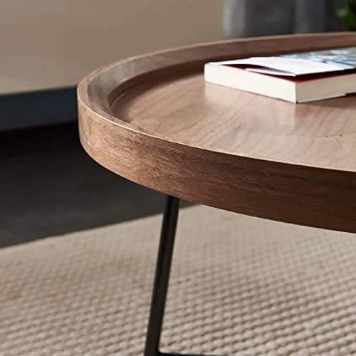 Table Basse Rustique, Tables De Chevet De Canapé, Tables De Chevet avec Pied Croisé pour Mobilier De Salon À La Maison, Brun Noyer (Triangle, Rond, Rectangle)