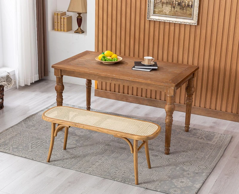 Wahson Bancs de Salle à Manger, Banc de Cuisine Bois Massif, Banc d'Entrée Style Vintage Banquette Restaurant pour Salle à Manger et Entrée, Bois Naturel