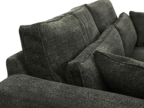 Vente-unique - Canapé 3 Places en Tissu Bouclette Gris Anthracite MONDOVI