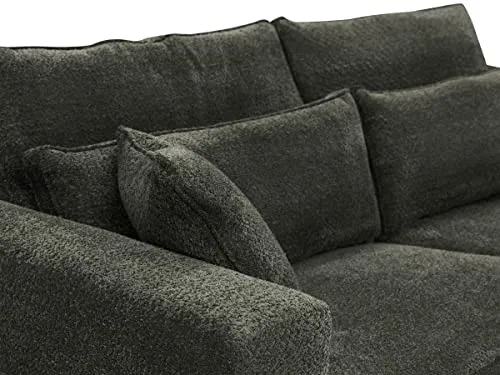 Vente-unique - Canapé 3 Places en Tissu Bouclette Gris Anthracite MONDOVI