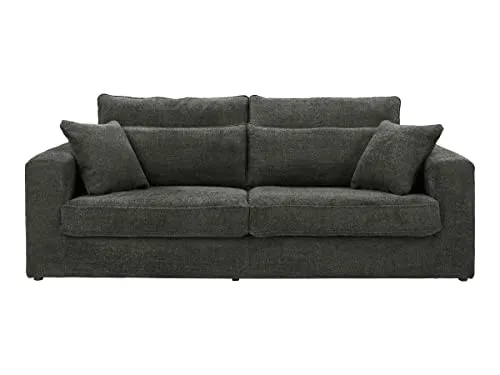 Vente-unique - Canapé 3 Places en Tissu Bouclette Gris Anthracite MONDOVI