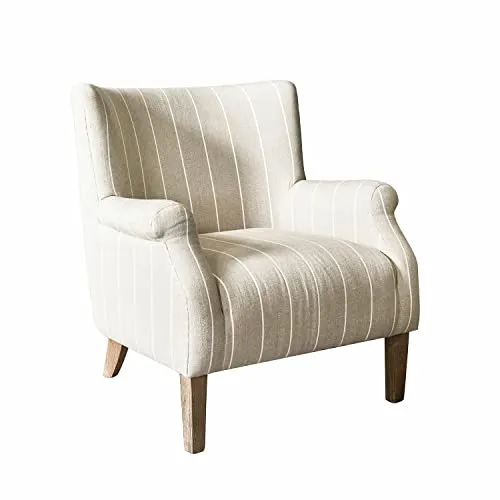 Loberon® Fauteuil Santorin, bois de pin, bois de frêne, mousse, (H x l x P) : env. 89/80/87 cm, lin/marron