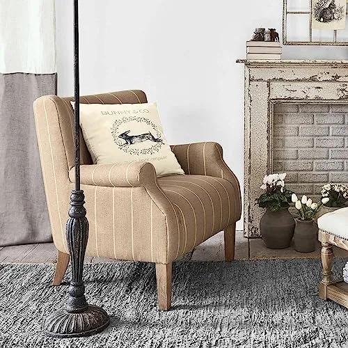 Loberon® Fauteuil Santorin, bois de pin, bois de frêne, mousse, (H x l x P) : env. 89/80/87 cm, lin/marron