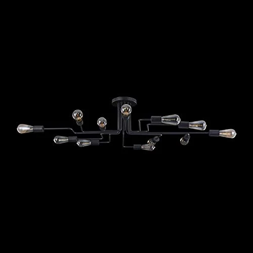 Plafonnier moderne, avec designe nordique, style loft, Armature en Métal couleur noir, ampoules non incluses E27 12 ampoules 60W, 220-240V